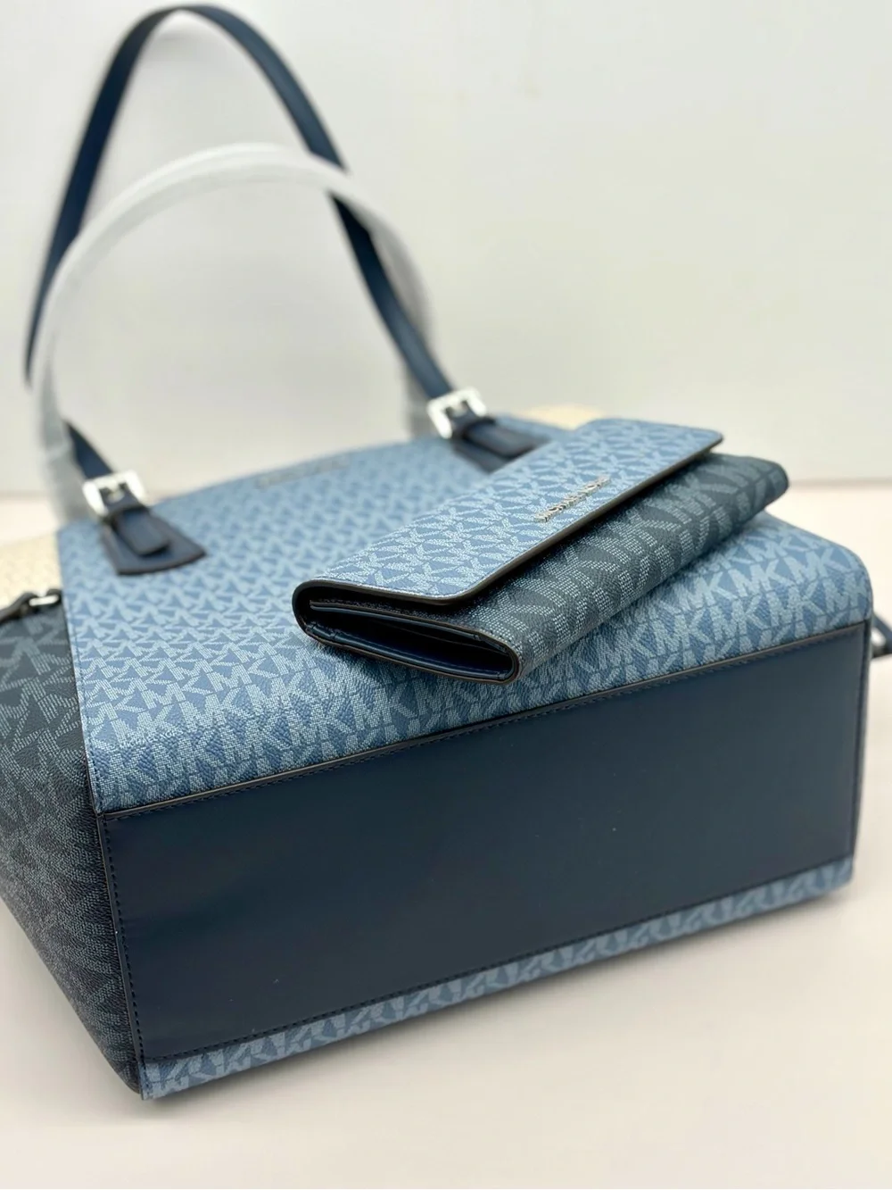 Michael Kors Voyager Color-Block Logo Tote Shoulder Bag and Matching Wallet